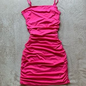 Pink Ruched Mini Dress